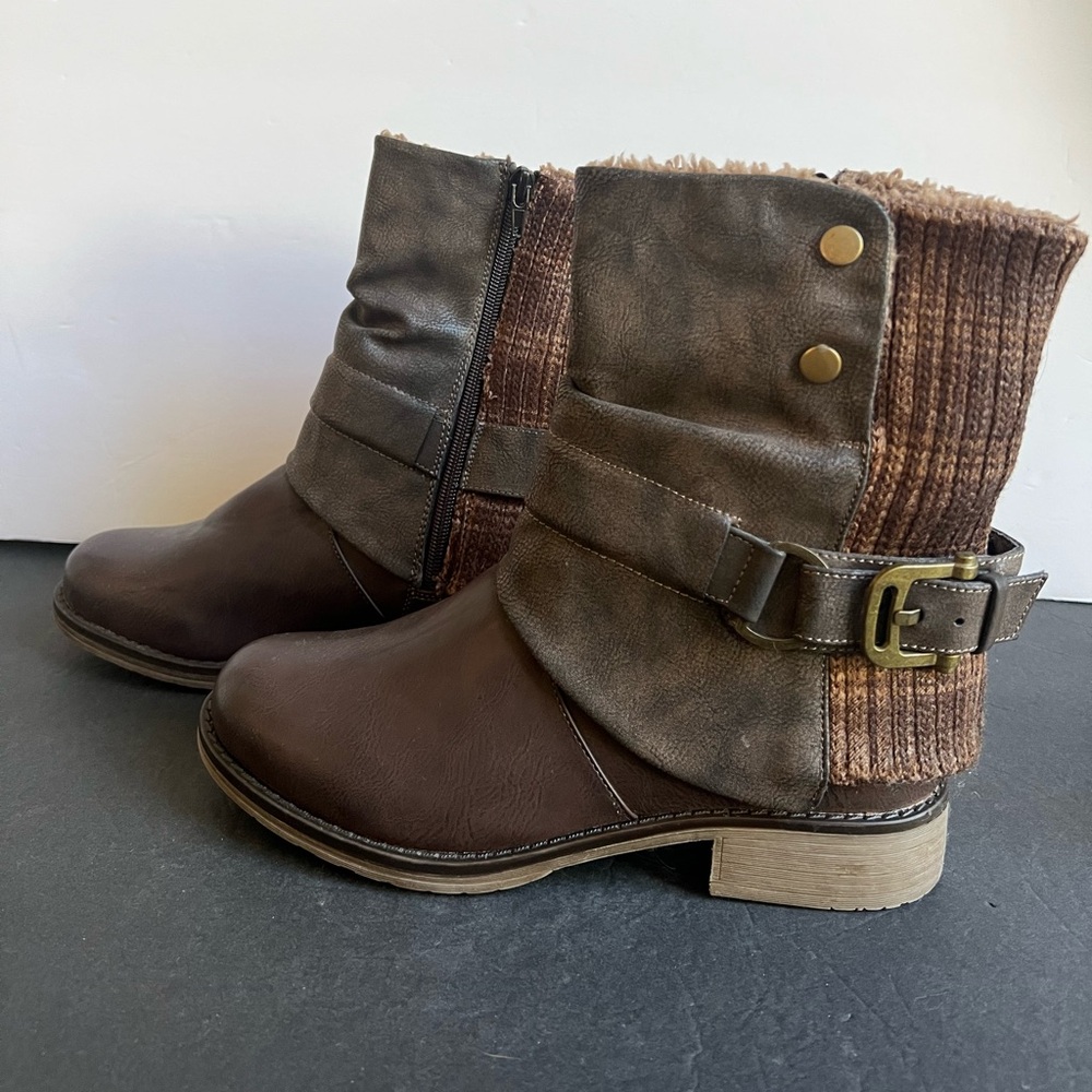 NWOT Muk Luks Brown Fleece Lined Ankle Boots, 10